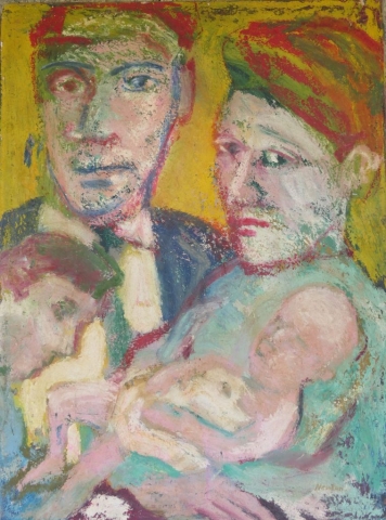 Family, 1991, oil stick on canvas, 46cm x 62cm